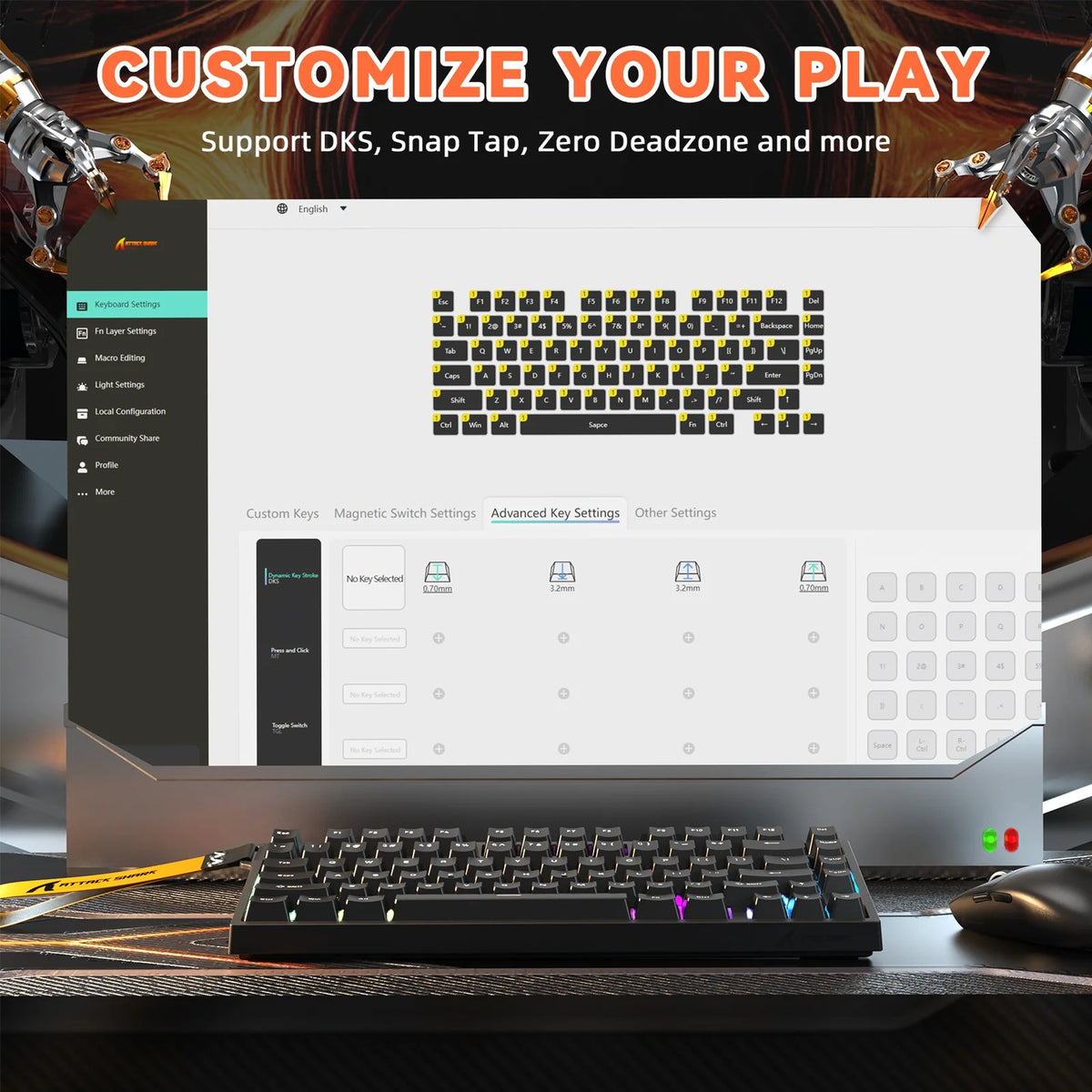 Attack Shark R82 HE - 75% Wired Magnetic Switch RGB Gaming Keyboard