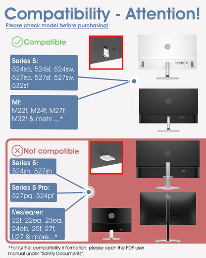 HP Monitor Vesa Mount Adapter - M series (m27f / m24f / m32f) - 75x75mm