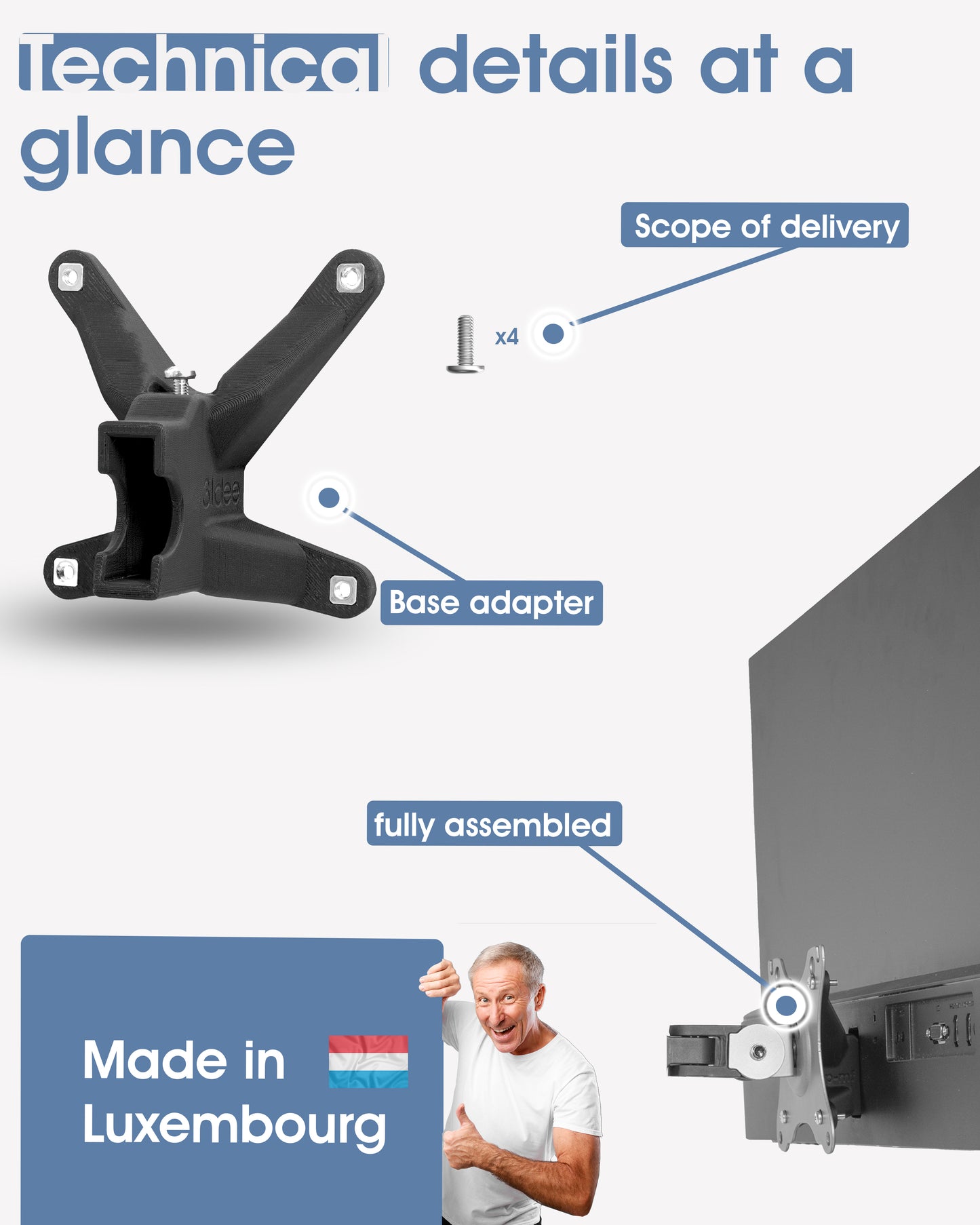HP Monitor Vesa Mount Adapter - M series (m27f / m24f / m32f) - 75x75mm