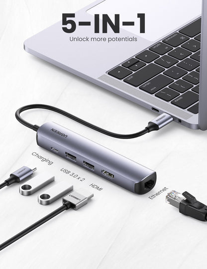 Ugreen 5-in-1 HDMI Ethernet USB-C Hub