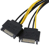 Dual SATA 15pin to 8pin (6+2) male PCIe Power Adapter Cable
