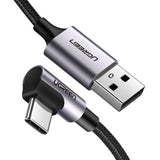 UGREEN USB-A to Right Angle USB-C 18W Quick Charge Cable