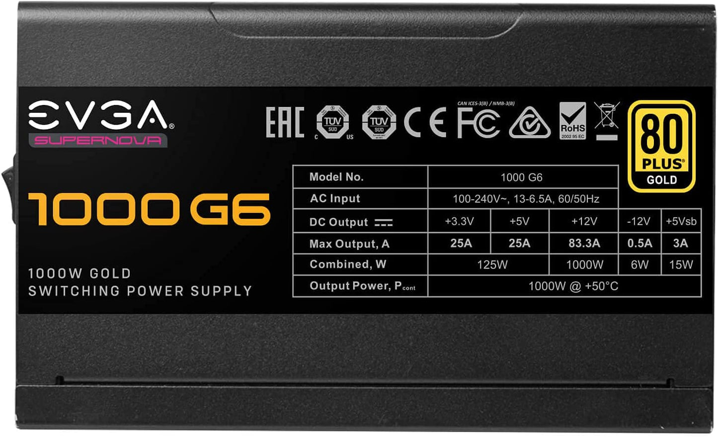 EVGA SuperNOVA 1000 G6 - 80+ Gold Full Modular Power Supply