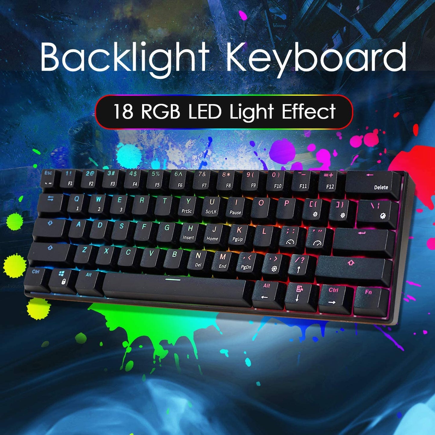 Royal Kludge RK61 - 60% Wireless/Wired Mechanical RGB Gaming Keyboard
