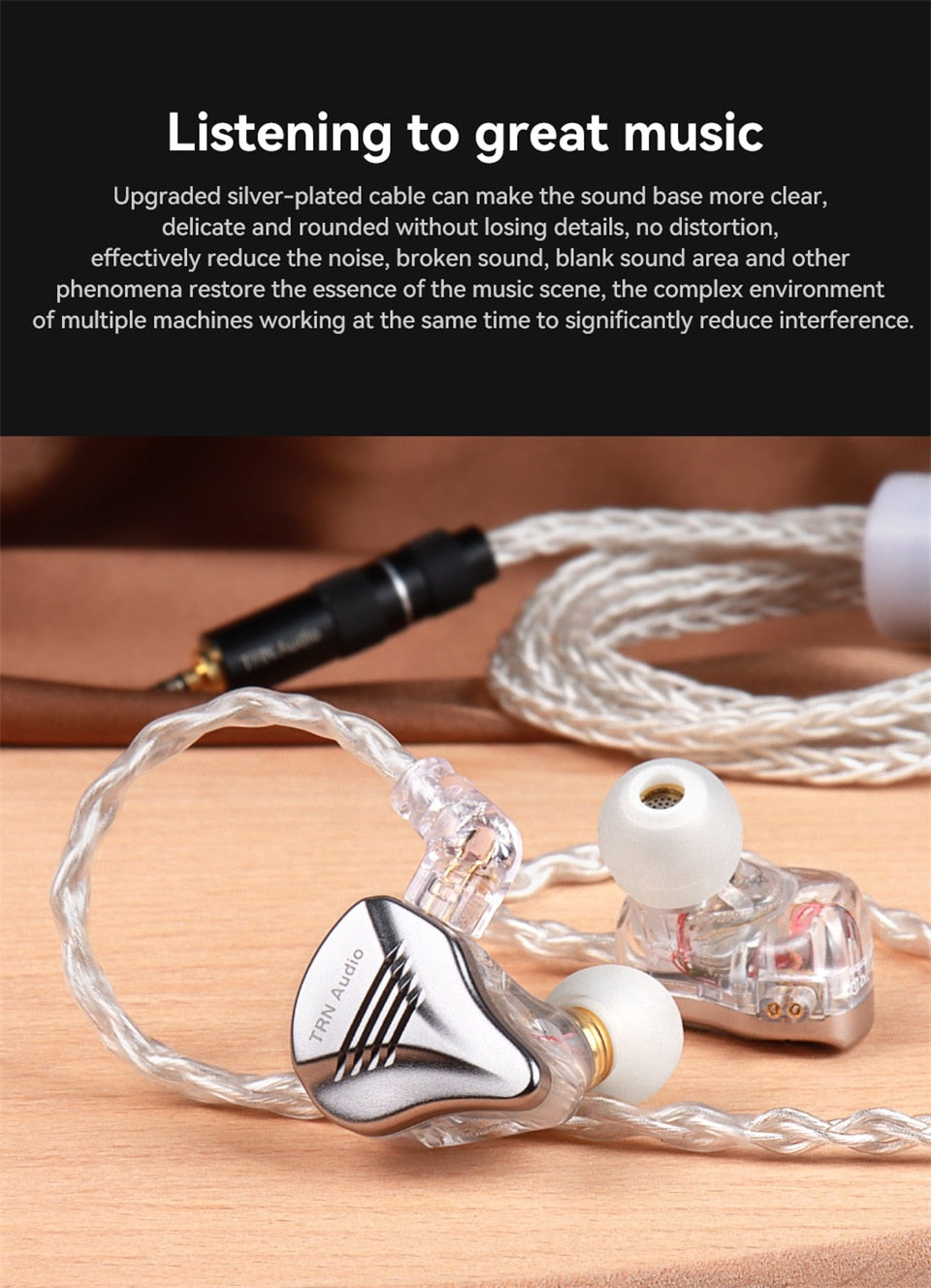 TRN TN Earphone Upgrade Cable - 8 Core Silver Plated