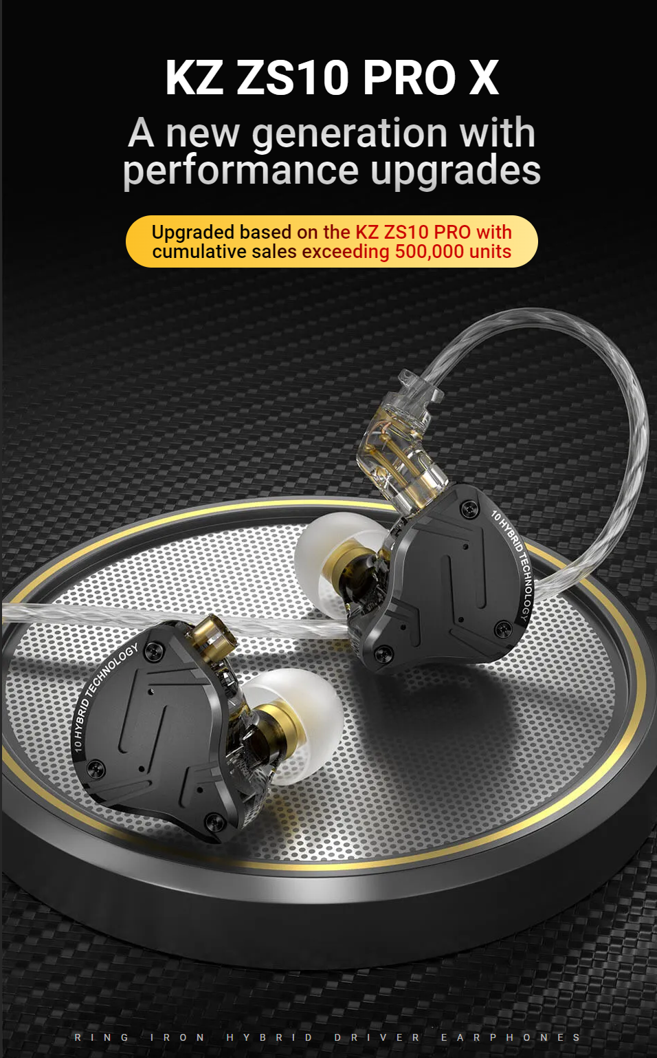 KZ ZS10 Pro X - Hybrid 10 Driver Earphones 4BA+1DD IEM